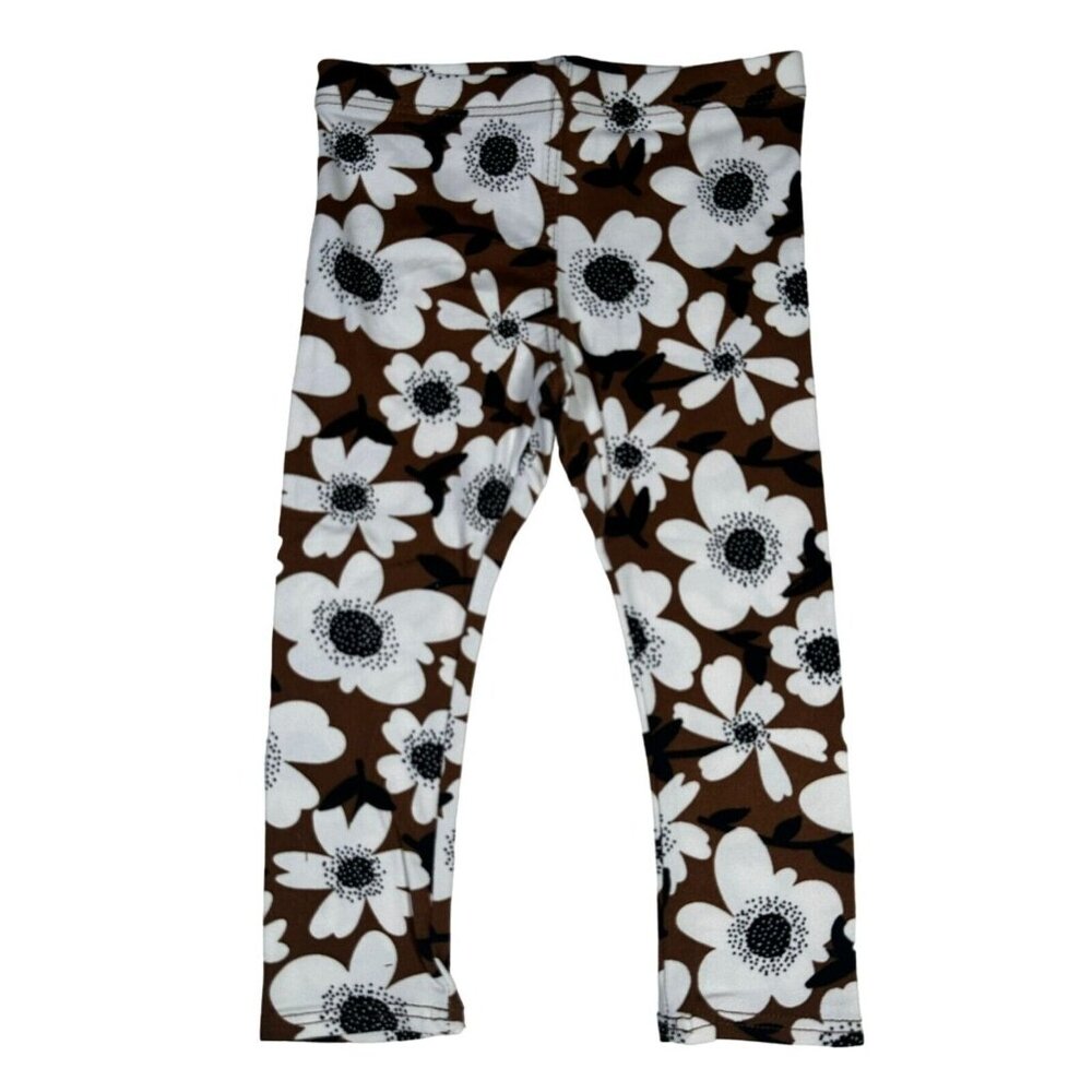 Dot Dot Smile Brown White Flower Daisy Toddler Girls Floral Leggings Size 2T LLR